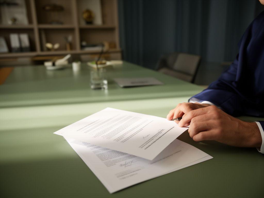Advocaat bekijkt een ondertekend contract aan een rustige vergadertafel in Tilburg